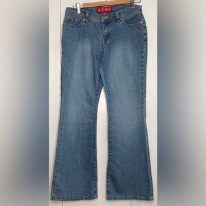 Hip hugger flair jeans